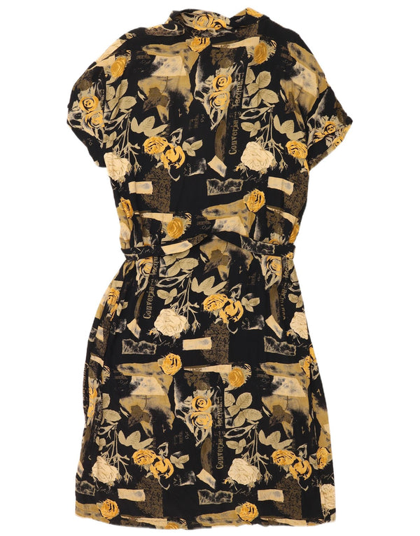 Vintage Womens Maxi Dress UK 18 XL Black Floral