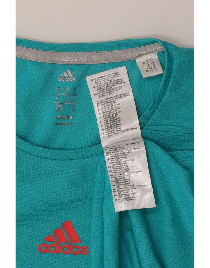 Adidas Mens Roma Graphic T-Shirt Top Medium Turquoise Polyester