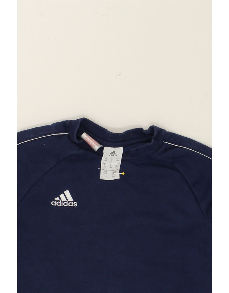 ADIDAS Boys Sweatshirt Jumper 7-8 Years Navy Blue Cotton | Vintage Adidas | Thrift | Second-Hand Adidas | Used Clothing | Messina Hembry 