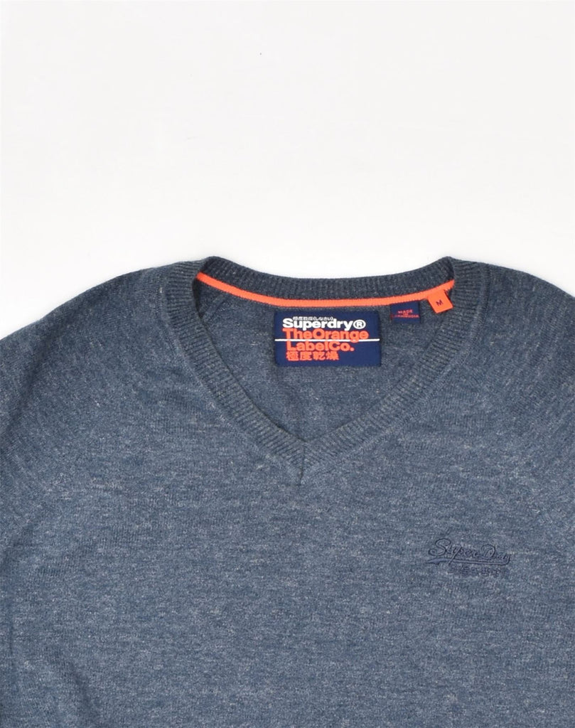 SUPERDRY Mens V-Neck Jumper Sweater Medium Blue Cotton | Vintage Superdry | Thrift | Second-Hand Superdry | Used Clothing | Messina Hembry 