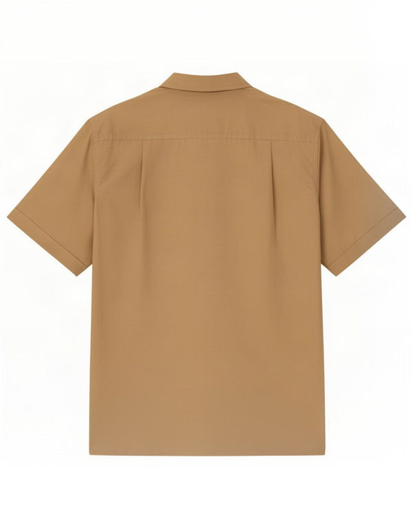 Nautica Mens Short Sleeve Shirt Large Beige Cotton