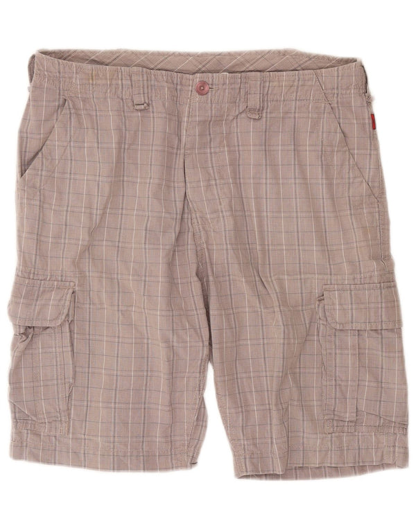 Kappa Mens Perfect Fit Cargo Shorts IT 50 Large W36  Grey Check Cotton