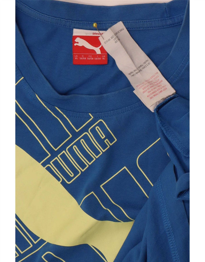 Puma Mens Graphic T-Shirt Top XL Blue Cotton