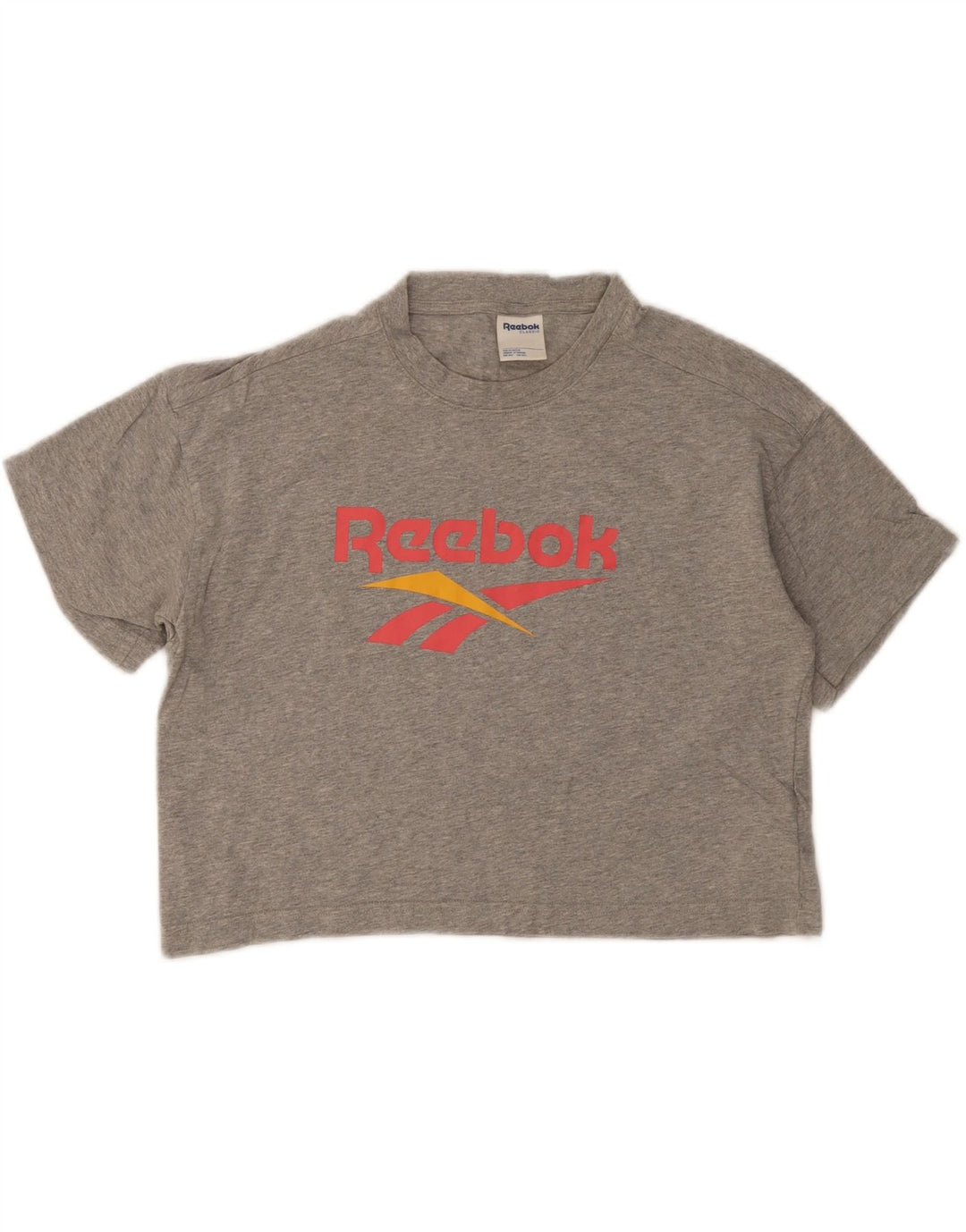 REEBOK Womens Oversized Graphic T-Shirt Top UK 8/10 Small Grey Flecked Vintage Reebok and Second-Hand Reebok from Messina Hembry 