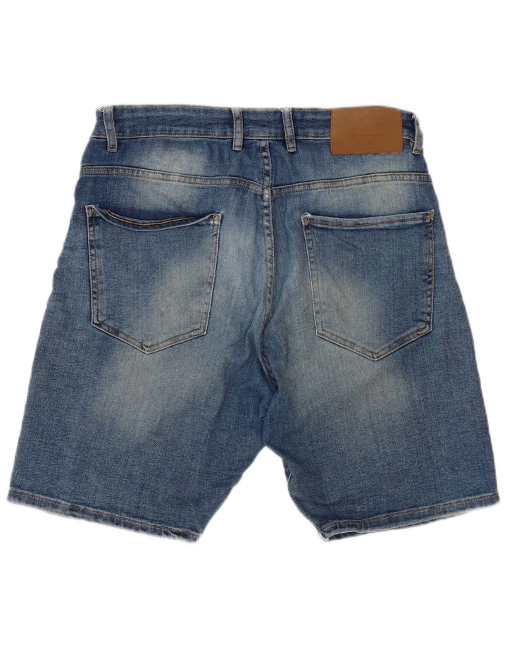 Zara Mens Denim Shorts EU 44 Large W34 Blue Cotton
