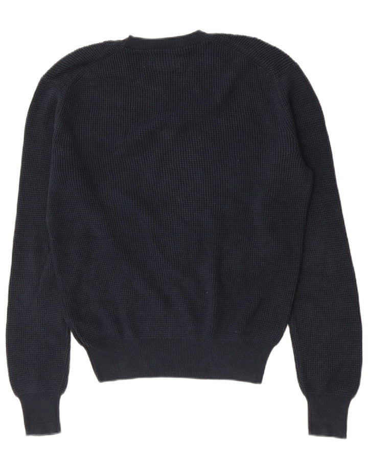 All Saints Mens Crew Neck Jumper Sweater Small Navy Blue Cotton