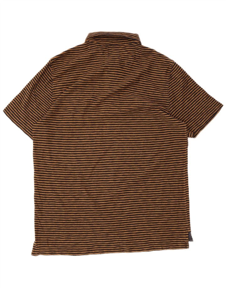 WHITE STUFF Mens Short Sleeve Pullover Shirt Medium Brown Striped