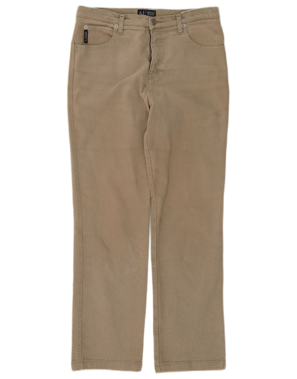 Armani Womens Straight Casual Trousers W29 L28 Beige Cotton
