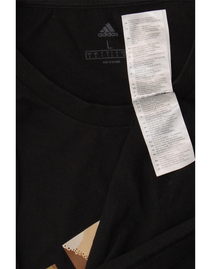 ADIDAS Mens Graphic T-Shirt Top Large Black Cotton Vintage Adidas and Second-Hand Adidas from Messina Hembry 
