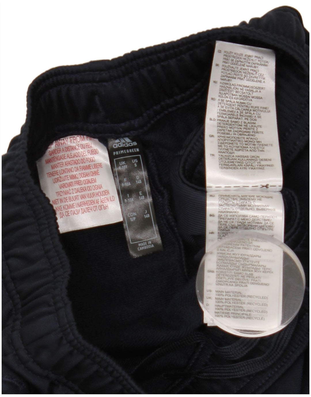 ADIDAS Boys Primegreen Tracksuit Trousers 9-10 Years  Navy Blue Polyester