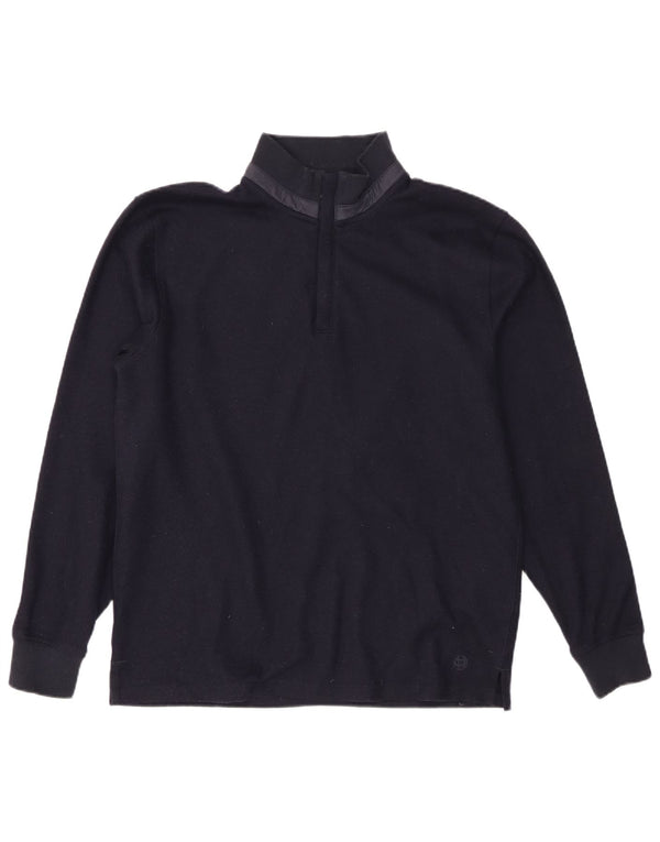 Massimo Dutti Mens Zip Neck Jumper Sweater Large Navy Blue Polyester