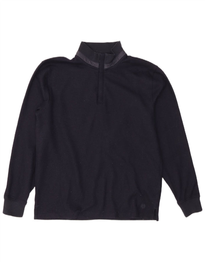 Massimo Dutti Mens Zip Neck Jumper Sweater Large Navy Blue Polyester
