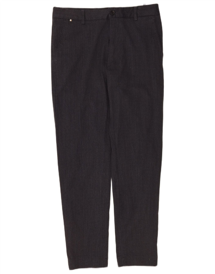 Hugo Boss Mens Kane Regular Fit Chino Trousers W30 L32 Grey Polyester