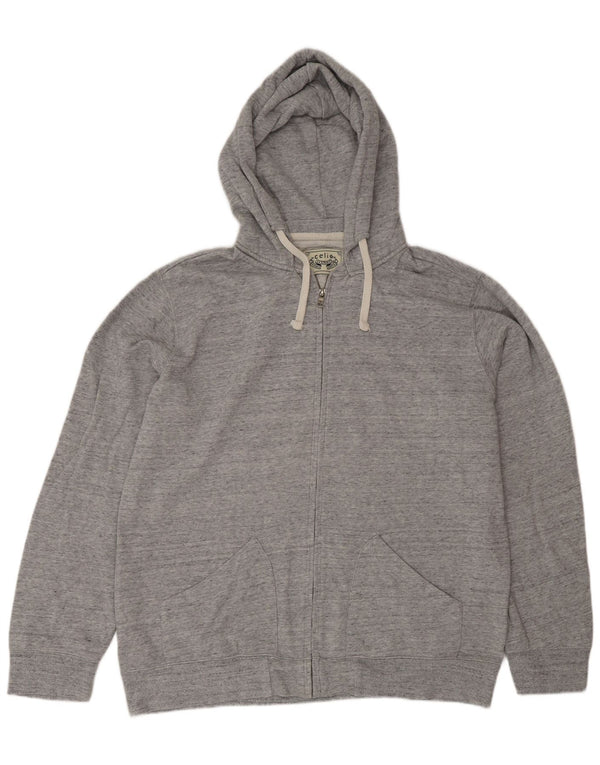 Celio Mens Zip Hoodie Sweater 2XL Grey Flecked Cotton