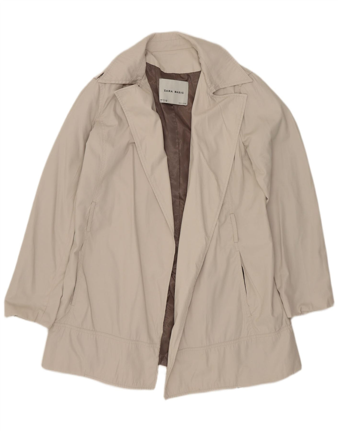 Zara Womens Open Trench Coat UK 16 Large Off White
