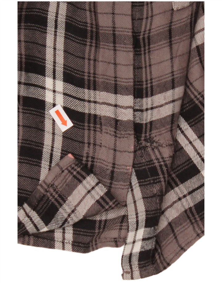 BENETTON Womens Oversized Flannel Shirt UK 10 Small Brown Check Viscose