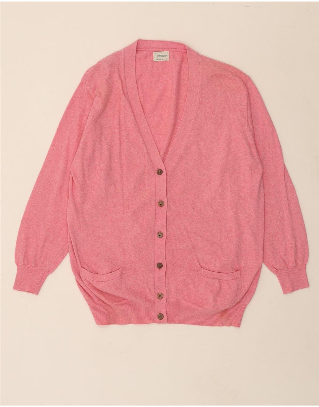 BENETTON Womens Cardigan Sweater UK 14 Medium Pink Viscose Vintage Benetton and Second-Hand Benetton from Messina Hembry 