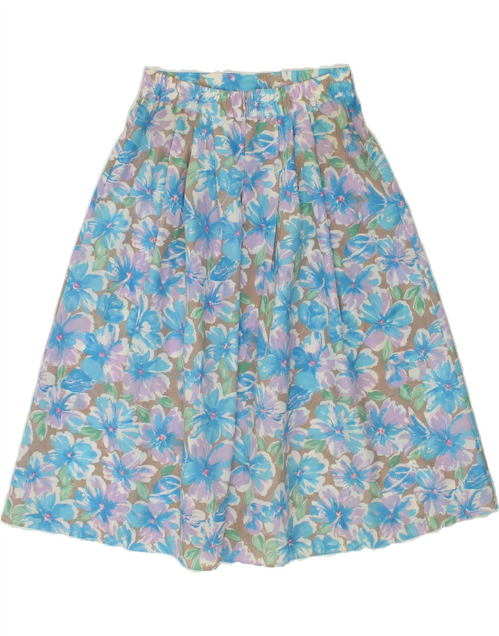 VINTAGE Womens Pleated Skirt EU 40 Medium W28 Blue Floral Vintage Vintage and Second-Hand Vintage from Messina Hembry 