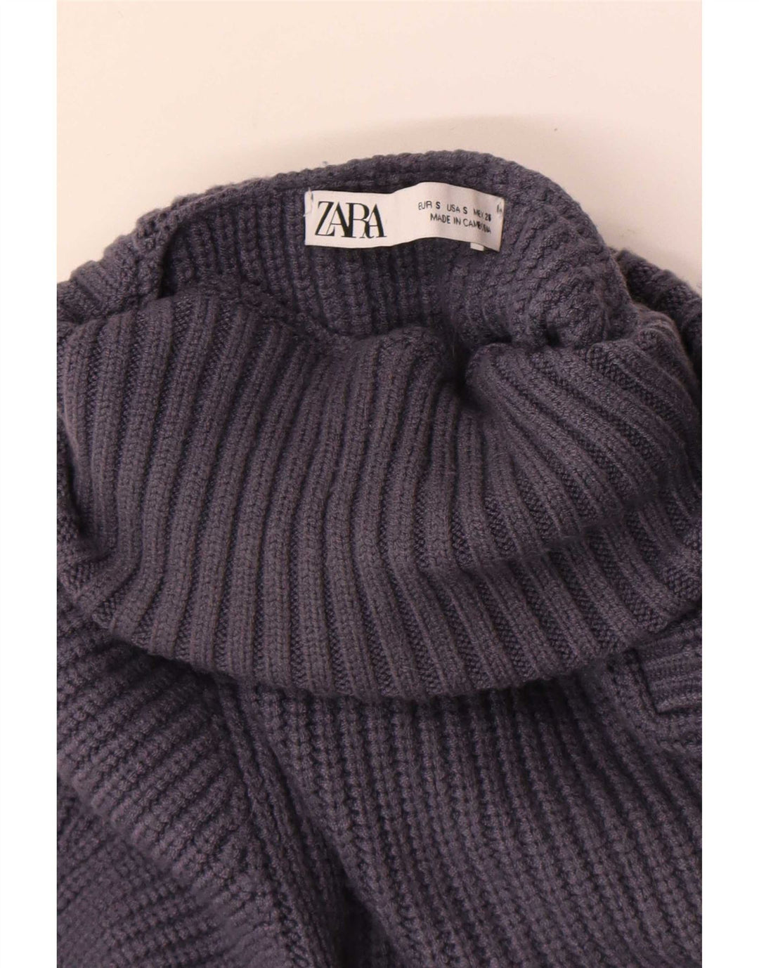 Zara Womens Roll Neck Jumper Sweater UK 10 Small Grey