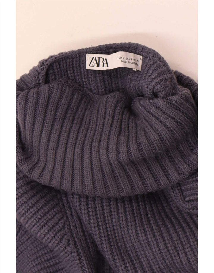 Zara Womens Roll Neck Jumper Sweater UK 10 Small Grey