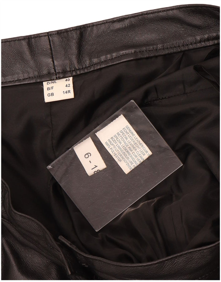 Vintage Womens Leather Trousers UK 14 Medium W30 L31 Black Leather