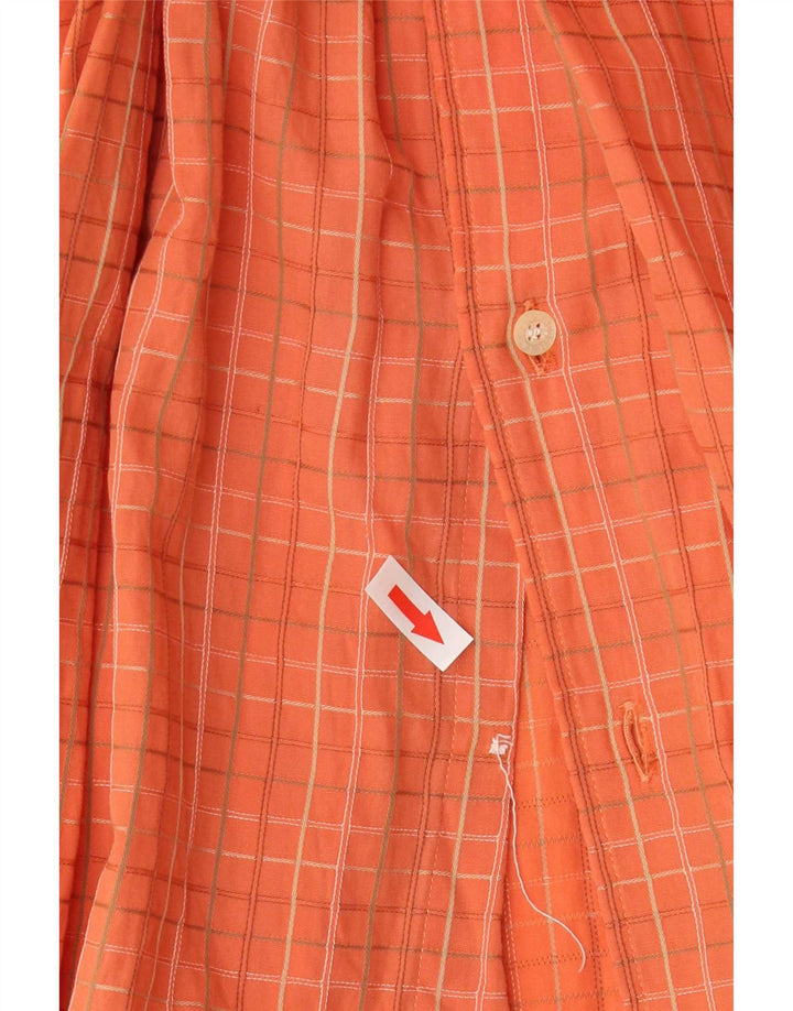 Lacoste Mens Shirt Size 39 Medium Orange Check Cotton