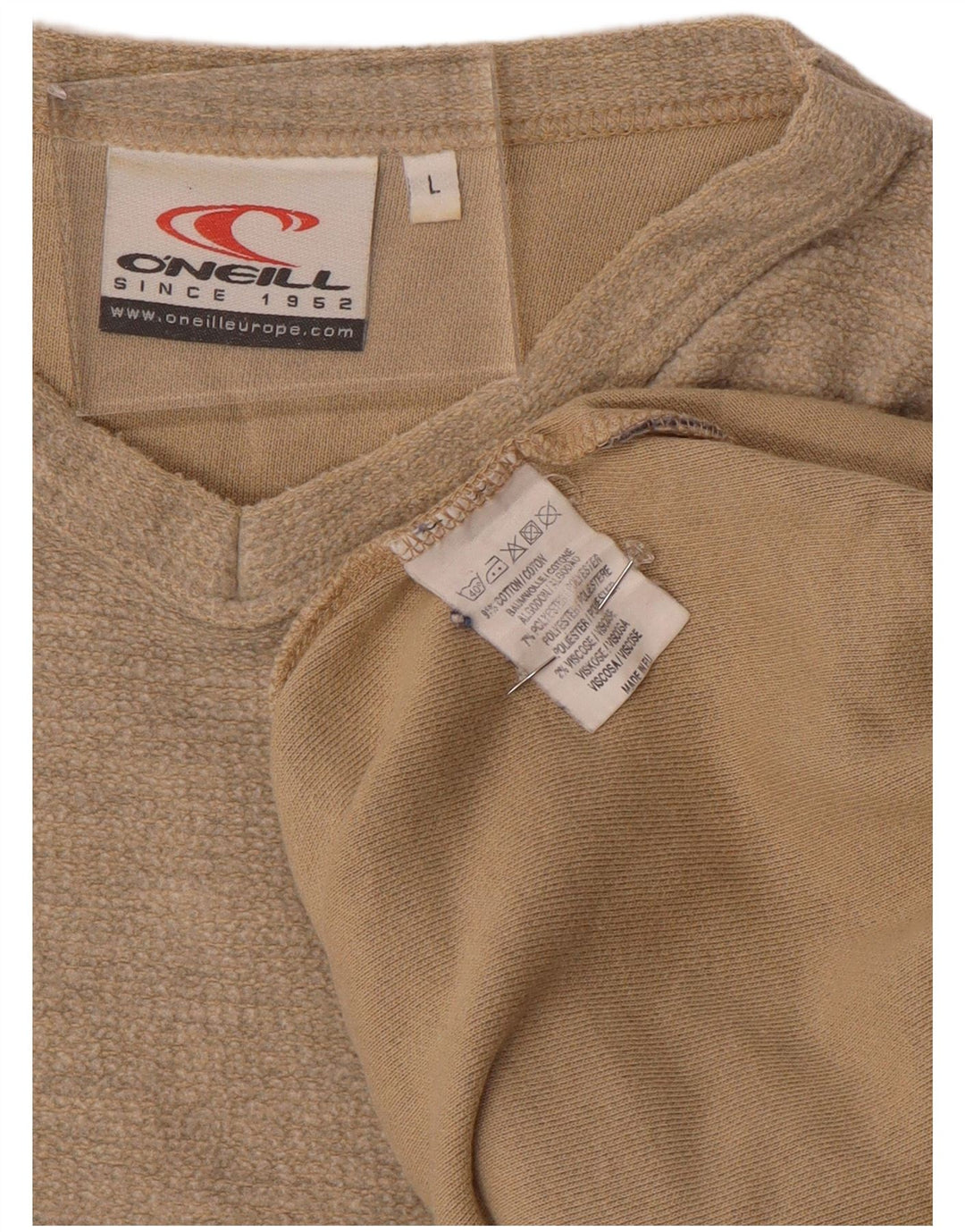 O'Neill Mens Top Long Sleeve Large Beige Cotton