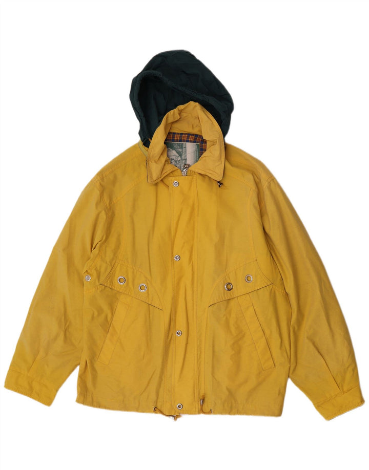 Polbot Mens Hooded Rain Jacket UK 38 Medium Yellow Polyester