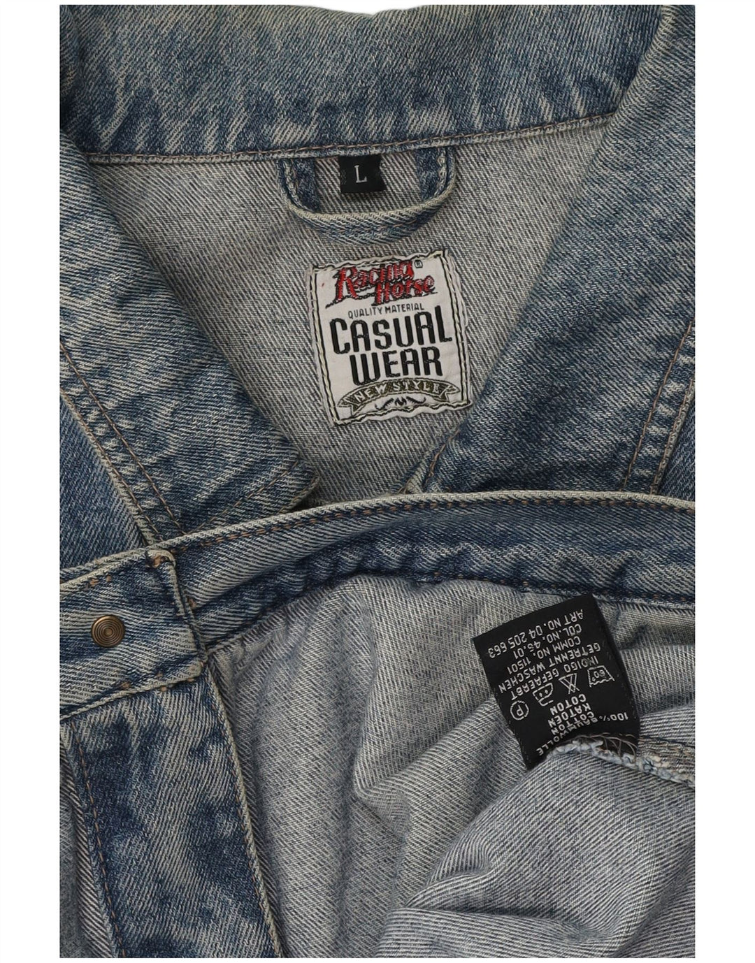 VINTAGE Mens Denim Jacket UK 40 Large Blue Cotton