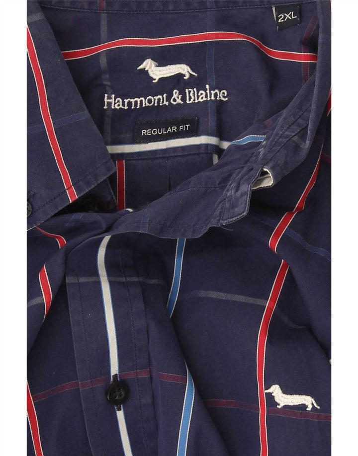 Harmont & Blaine Mens Regular Fit Shirt 2XL Blue Check