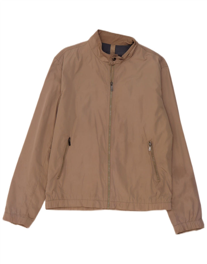 Massimo Dutti Mens Bomber Jacket UK 42 XL Beige Nylon