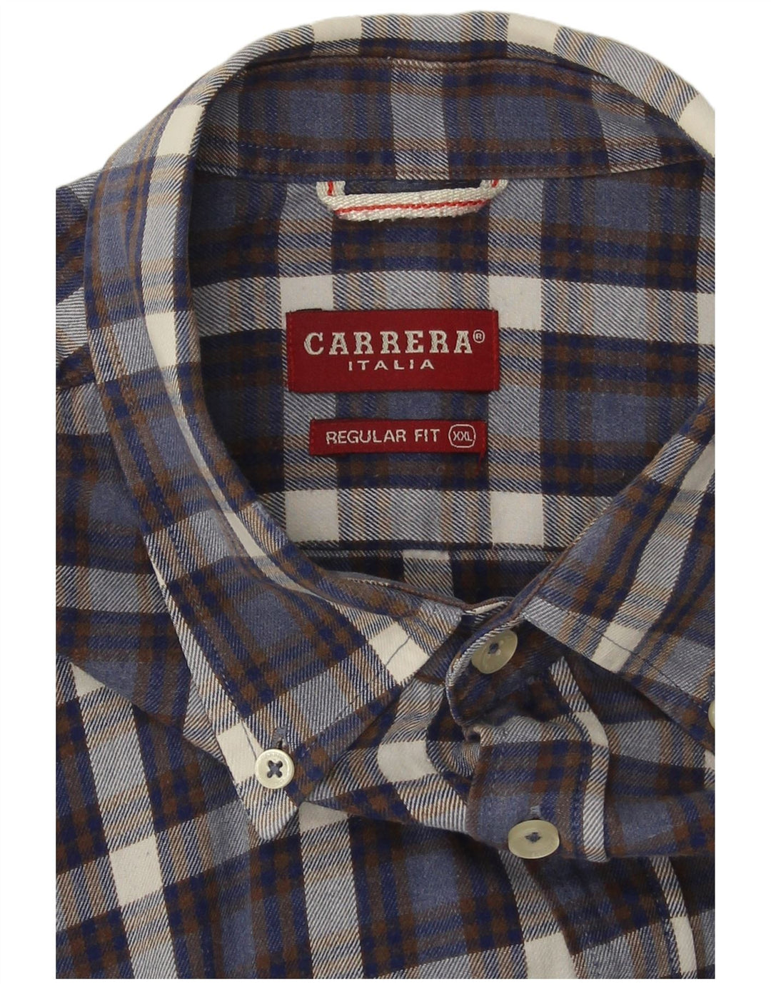 Carrera Mens Regular Fit Flannel Shirt 2XL Navy Blue Check