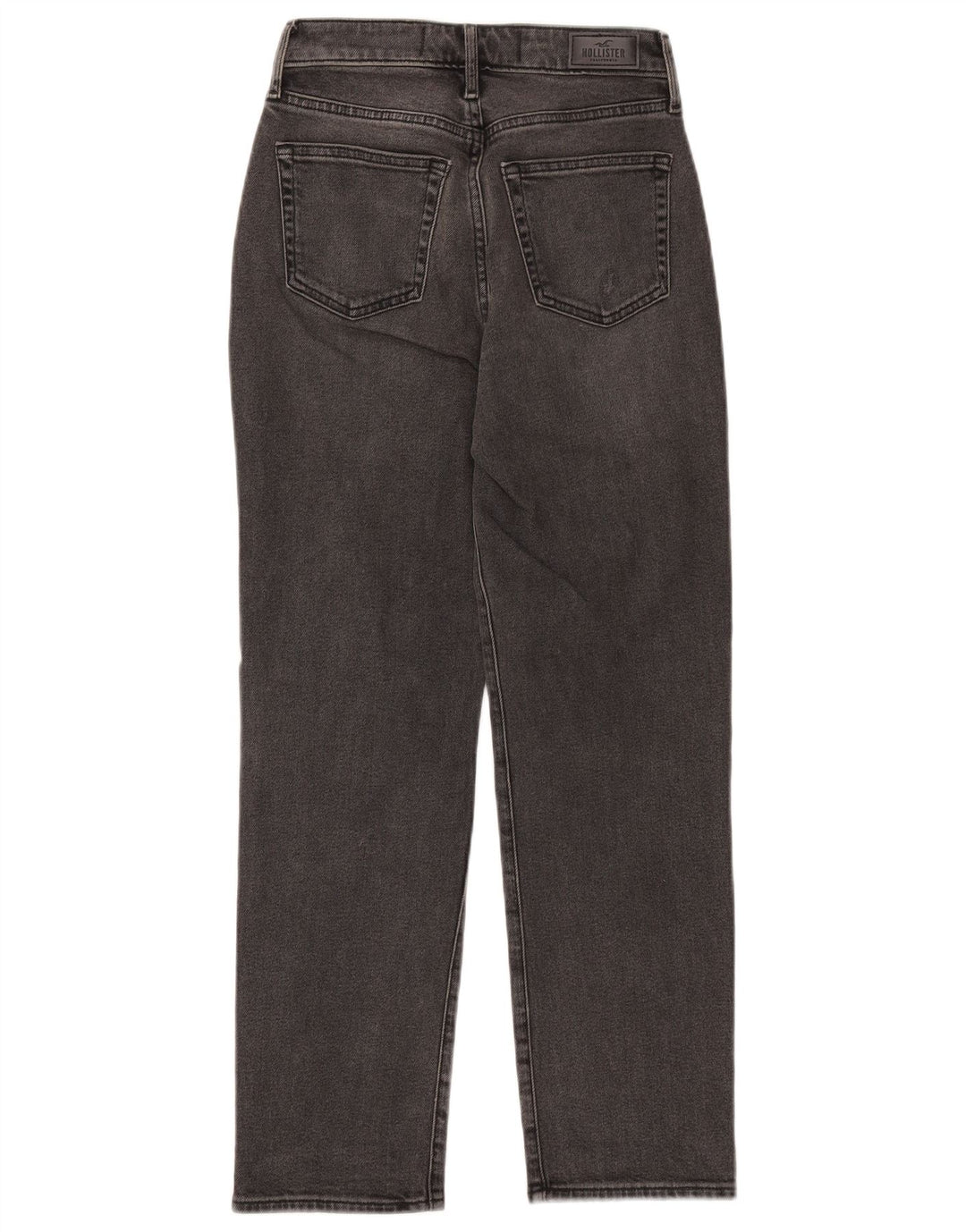 HOLLISTER Womens Distressed High Rise Straight Jeans W25 L27  Black Cotton