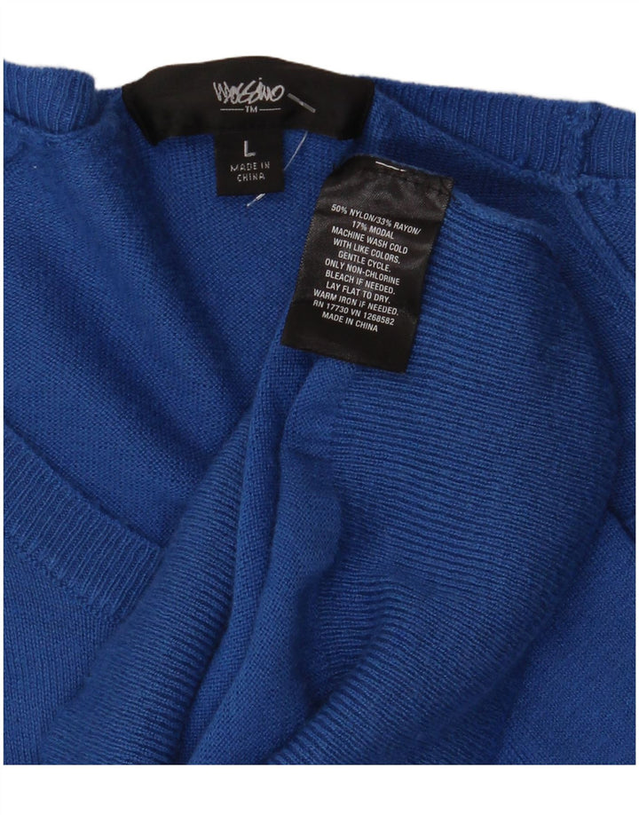 MOSSIMO Womens Boat Neck Jumper Sweater UK 14 Large Blue Nylon