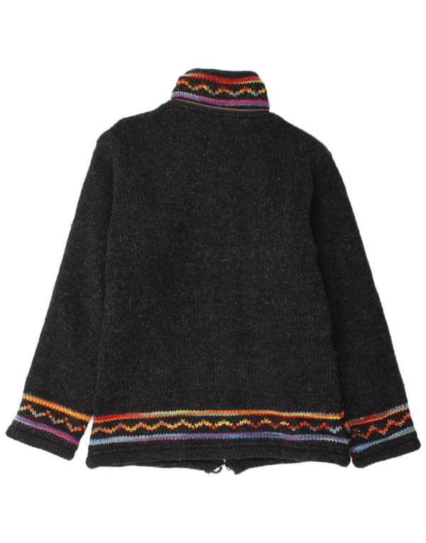 THC Mens Zip Cardigan Sweater Large Black Geometric