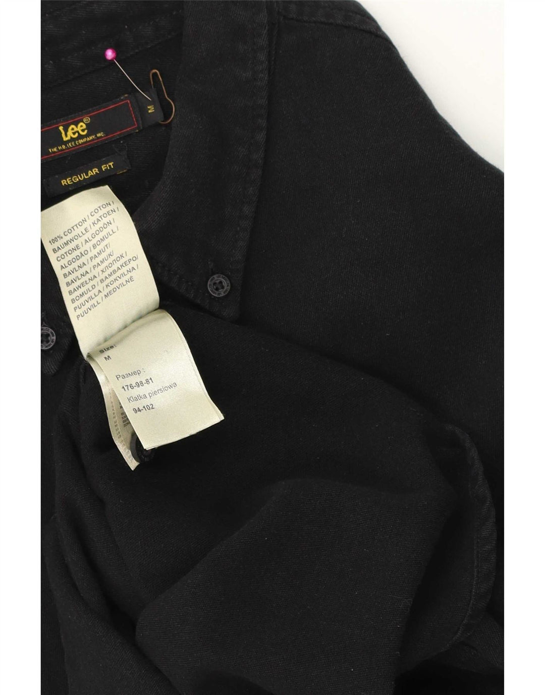 Lee Mens Regular Fit Shirt Medium Black Cotton