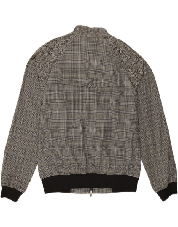 Conte of Florence Mens Bomber Jacket UK 40 Large Grey Check Cotton