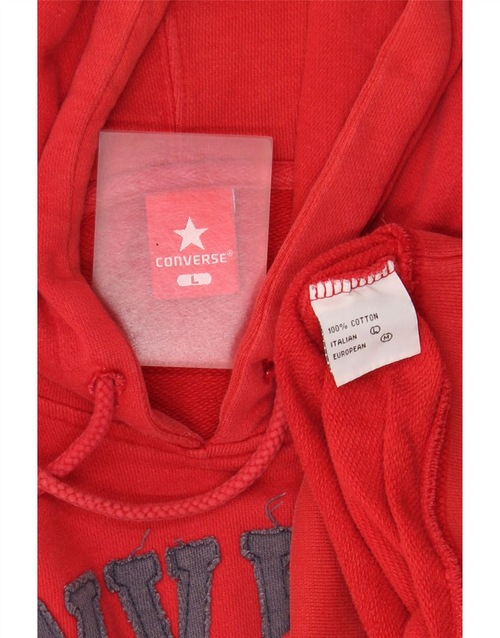 Converse Mens Graphic Hoodie Jumper Large Red Cotton