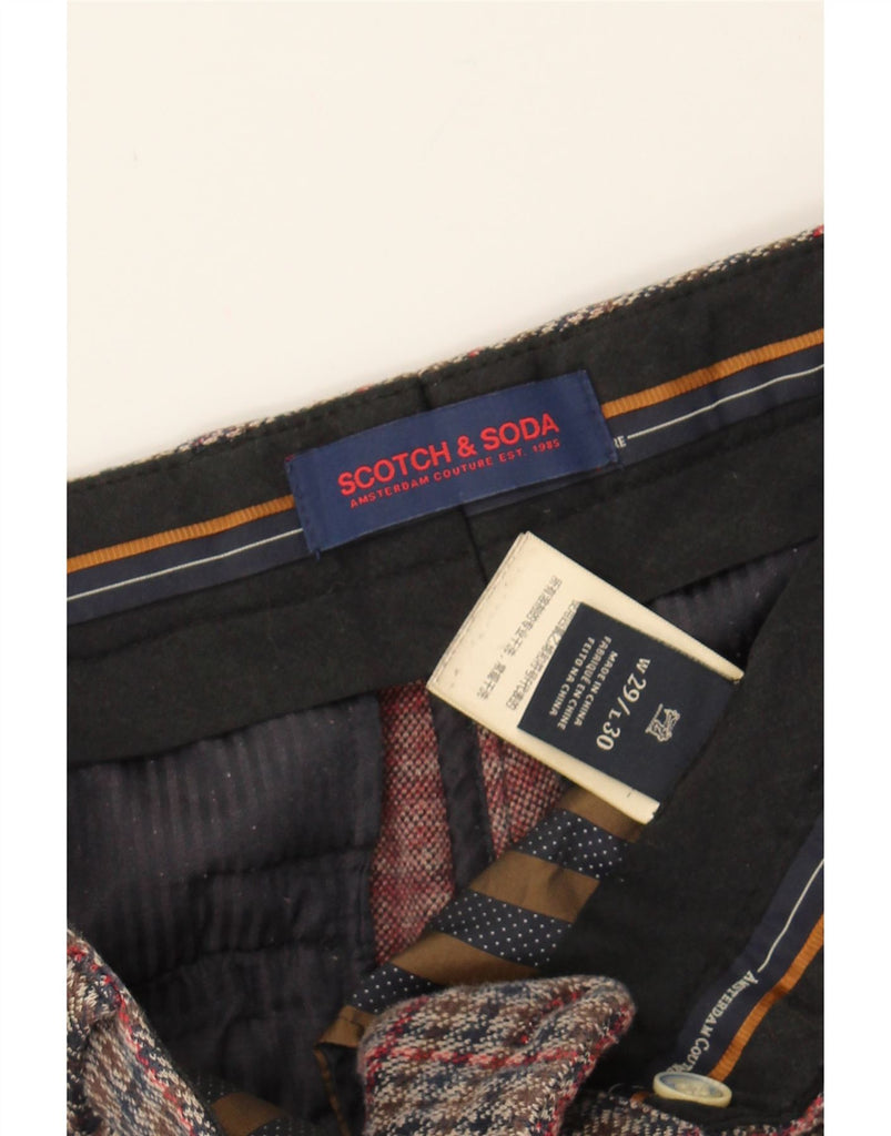 SCOTCH & SODA Womens Slim Chino Trousers W29 L26 Multicoloured Houndstooth Vintage Scotch & Soda and Second-Hand Scotch & Soda from Messina Hembry 