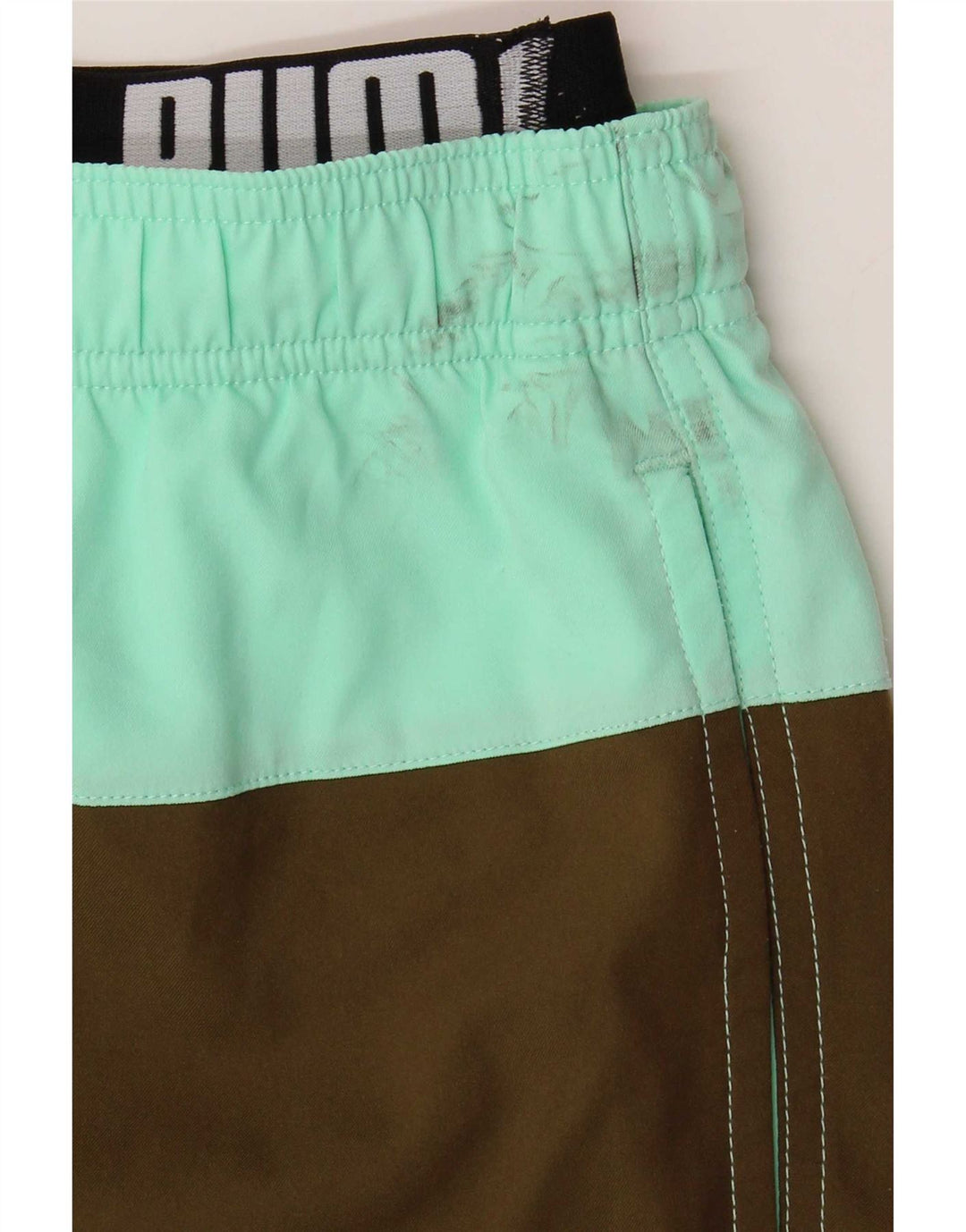 Puma Mens Graphic Swimming Shorts XS Khaki Colourblock Polyester