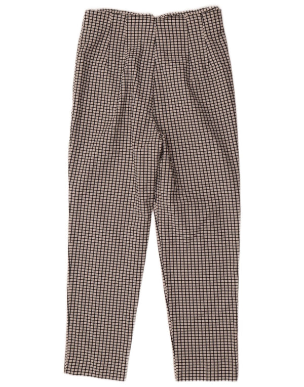 Zara Womens Tapered Chino Trousers Large W30 L27 White Check Polyester