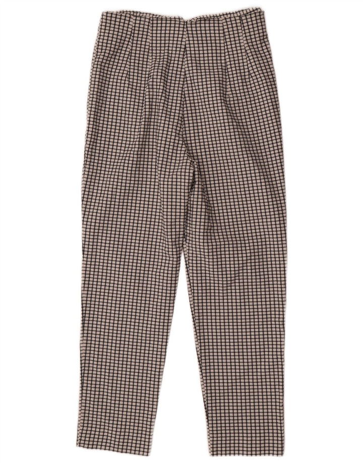 Zara Womens Tapered Chino Trousers Large W30 L27 White Check Polyester