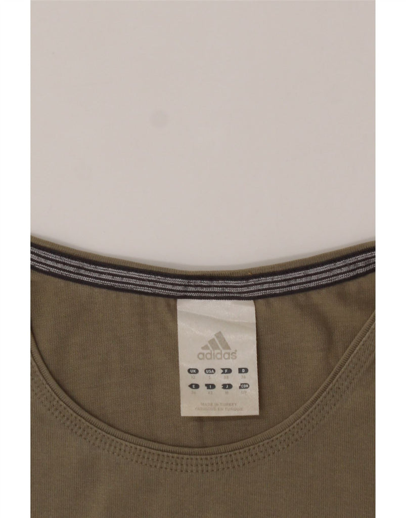 ADIDAS Womens T-Shirt Top UK 10 Small Khaki Cotton Vintage Adidas and Second-Hand Adidas from Messina Hembry 