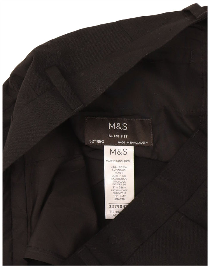 Marks & Spencer Womens Slim Fit Suit Trousers W32 L31 Black Polyester