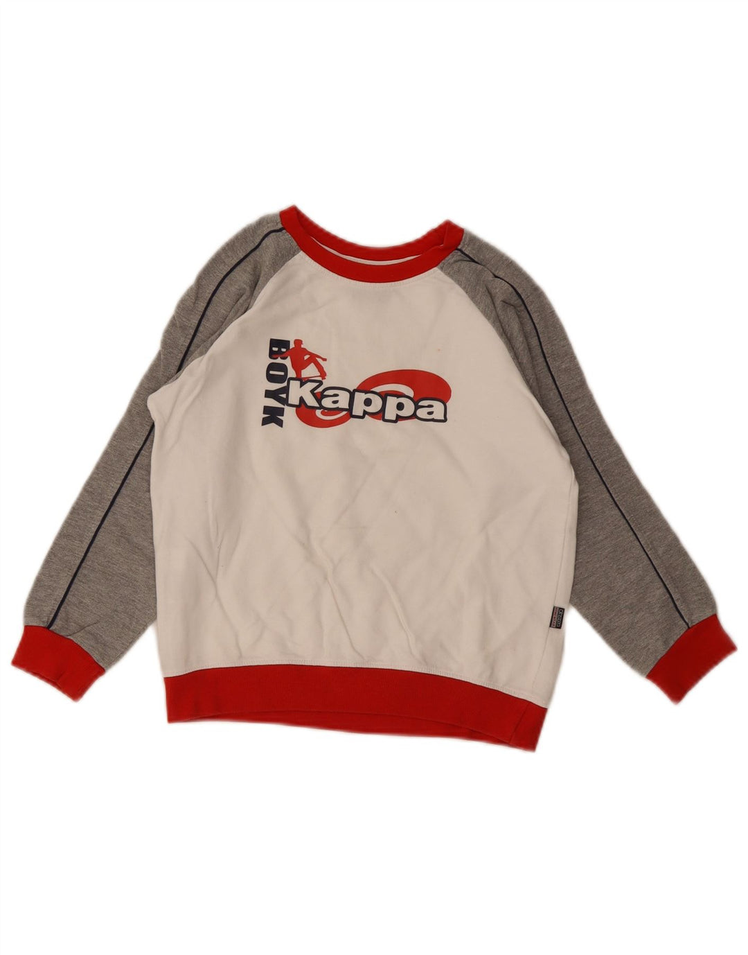 Kappa Boys Graphic Sweatshirt Jumper 6-7 Years White Colourblock Cotton