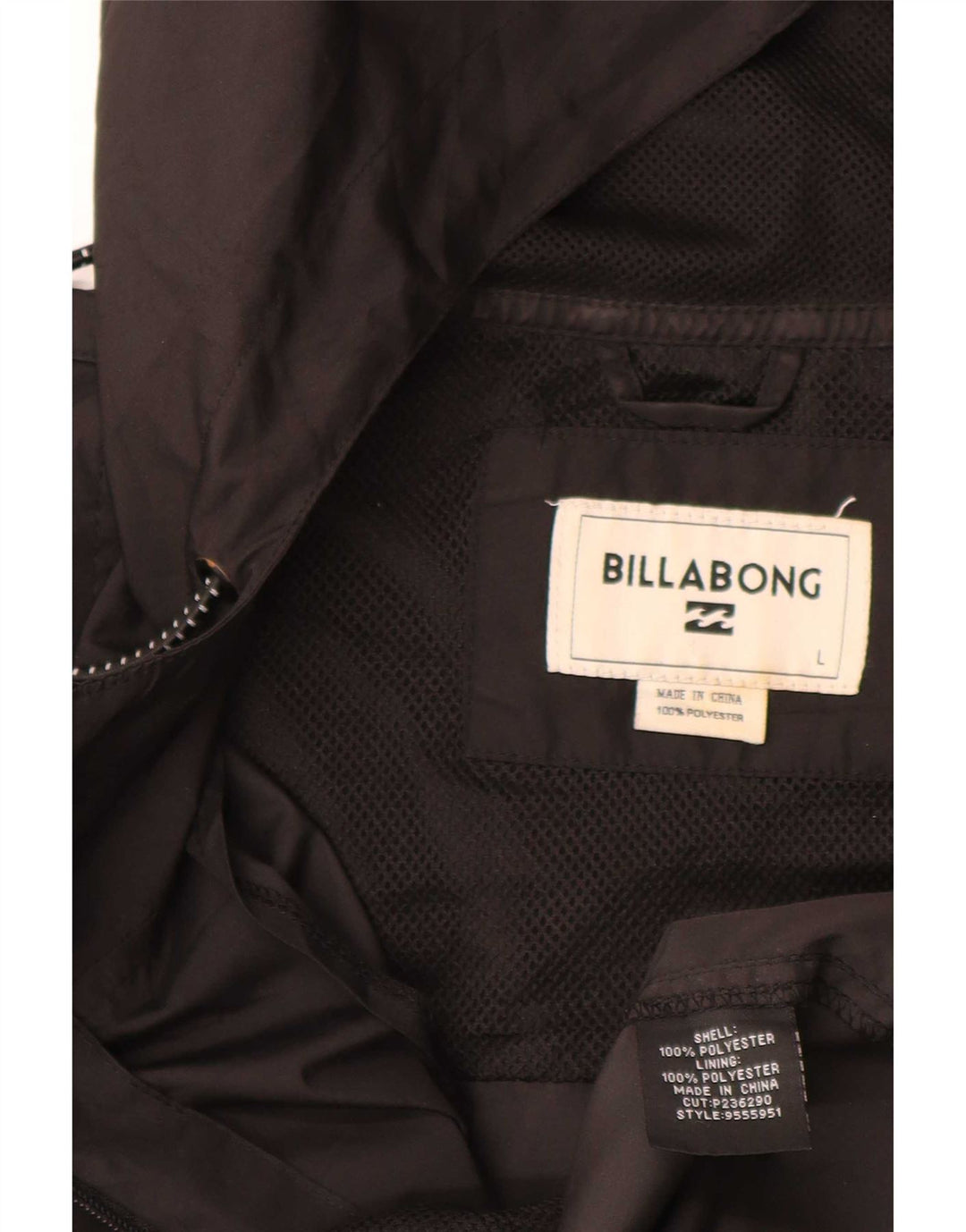 Billabong Mens Hooded Rain Jacket UK 40 Large Black Polyester