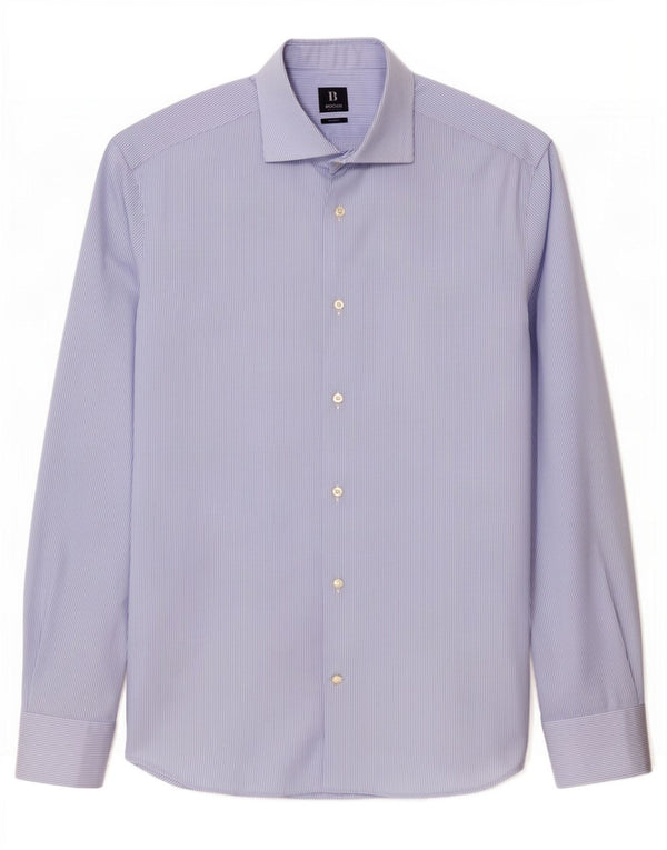 Boggi Mens Milano Slim Fit Shirt Size 40 Medium Blue Pinstripe Cotton