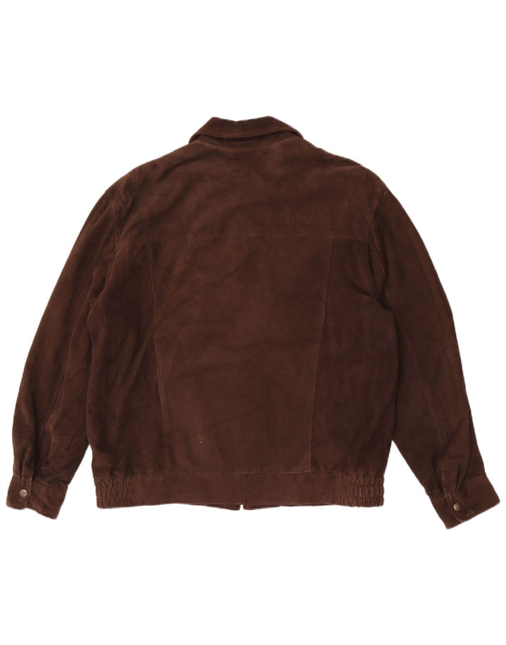 Poggiani Mirella Mens Suede Jacket IT 50 Large Brown Leather