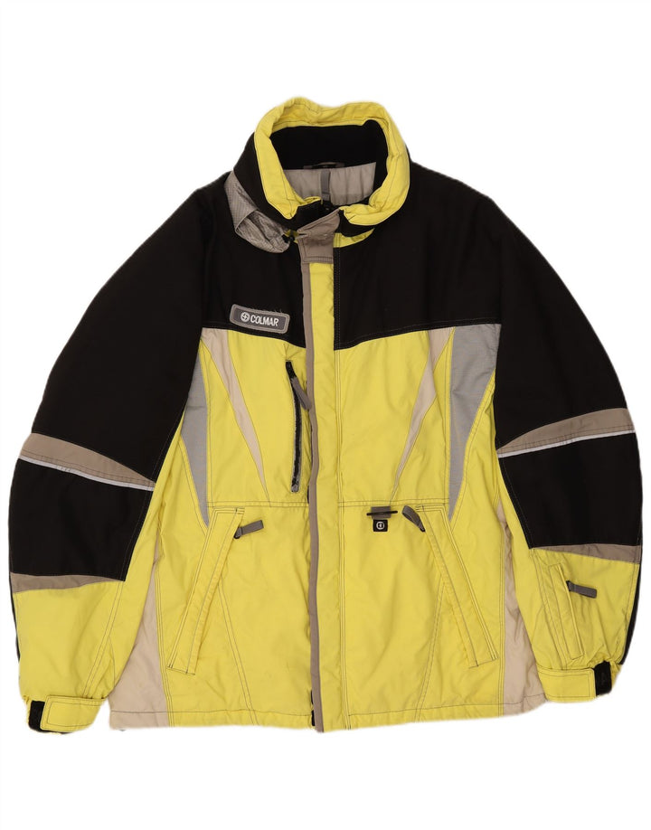 COLMAR Mens Ski Jacket IT 52 Large Yellow Colourblock Polyamide