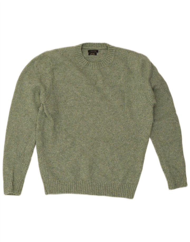 Massimo Dutti Mens Crew Neck Jumper Sweater Medium Green Flecked